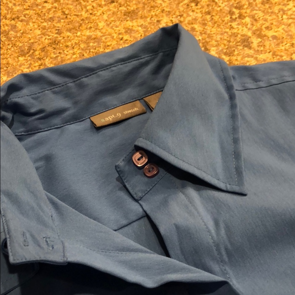 Apt. 9 Stretch Blue Button Up Top - Size Medium - image 6